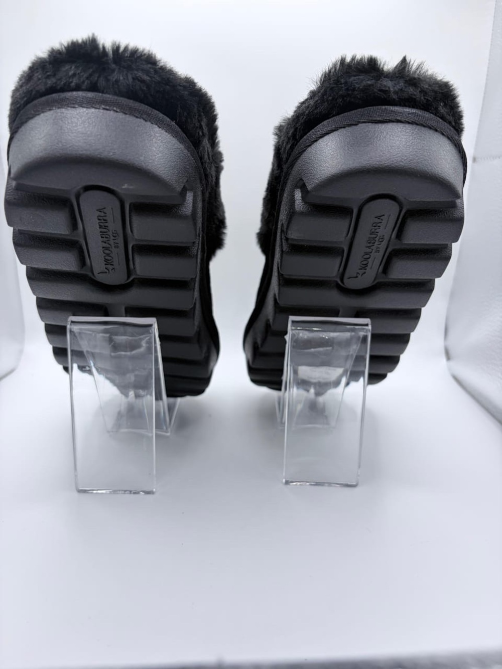 Koolaburra by UGG Tizzey Suede Faux Fur Platform Slip-On Black Mules Size 5 NWT - Picture 3 of 9